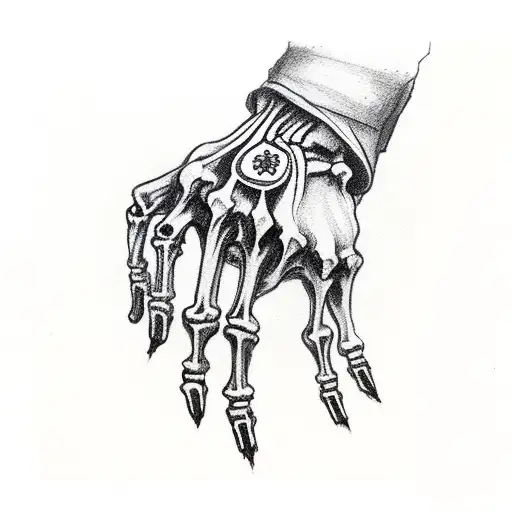 Skeleton Hand With A Red String And Stars