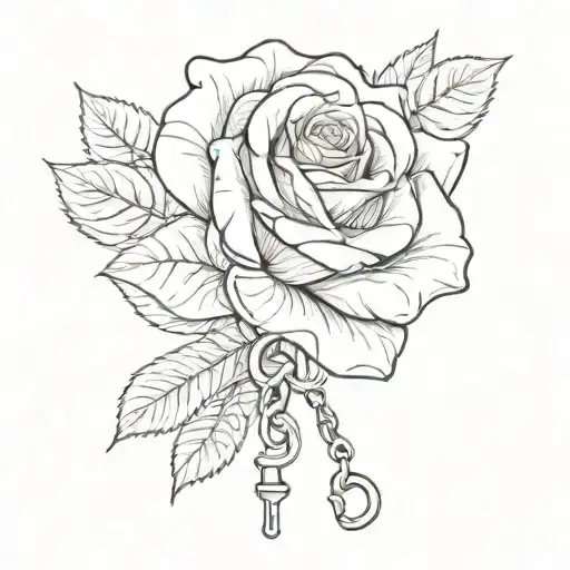 Rose Intertwined With Dog Leash Forming The Shape