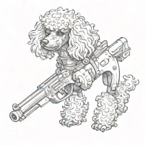 Black Poodle With Guns