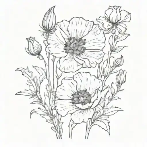 Poppy And Larkspur Flower