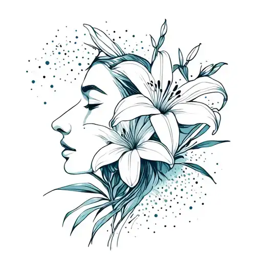 Tropical Lily And Cosmos With Dots Portrait Greek