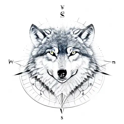 Compass With A Wolf