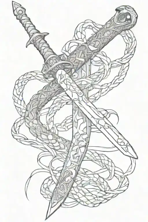 Blacksnake Wrapped Around A Great Sword