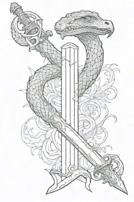 Blacksnake Wrapped Around A Great Sword