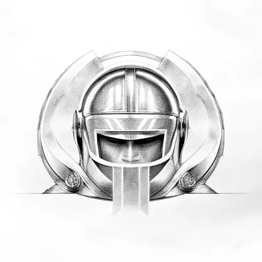 Spartan Helmet And Greek Symbols
