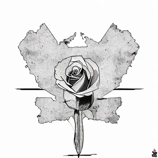 Stencil Map Of Ireland With Small Red Rose Inside