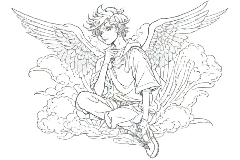 Anime Boy Clouds Angel