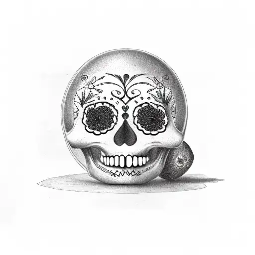 Sugar Skull In An Avocado Pit
