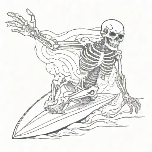 Skeleton Surfing Shaka Hand Sign