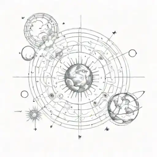Incorporate The Zodiac Signs Of The Client's Birth Chart Into A Planetary System Tattoo Design