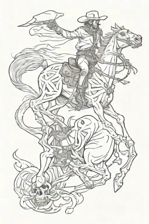 Cowboy Riding A Skeleton