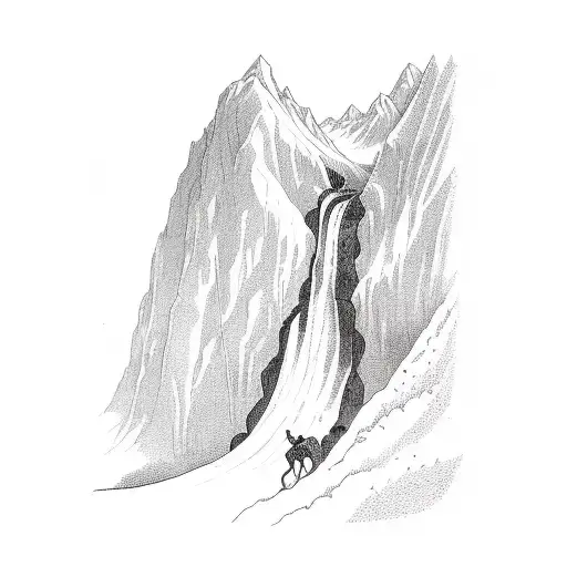 Twelve Steps Leading To A Waterfall With Mountains In The Background