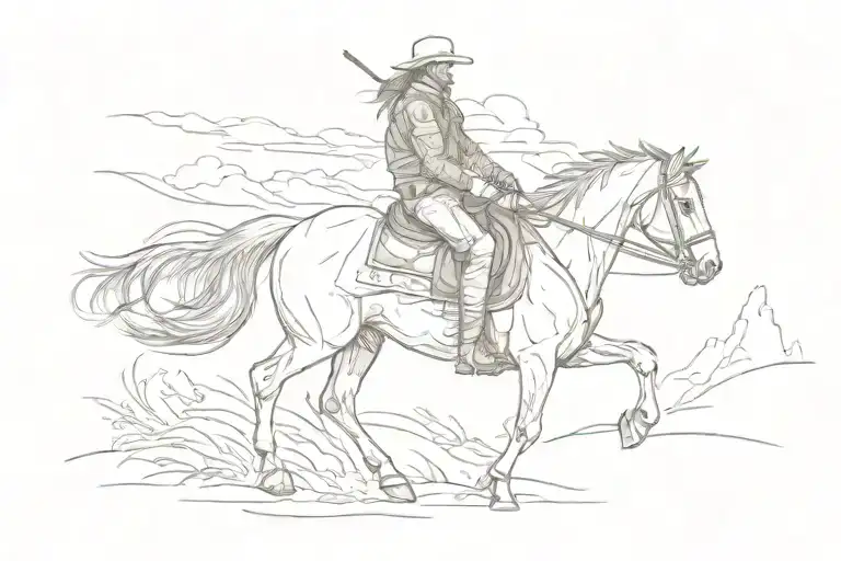 Horse And Rider Leaving A Trail