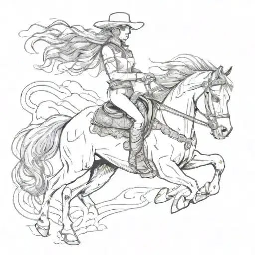 Horse And Rider Cowgirl Riding