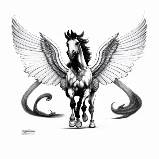 Black Pegasus Horse With Wings