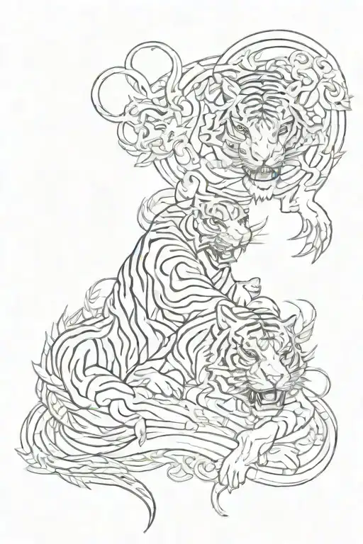 Tiger And Dragon Intertwined