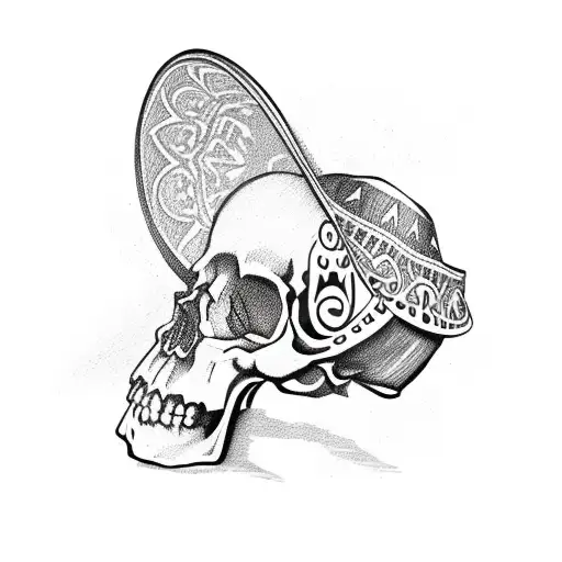 Skull With Sombrero And Maraca