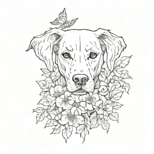 Flowers Around A Dog Skeleton