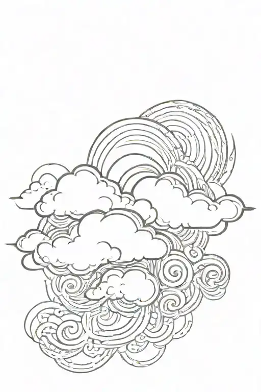 Woodblock Print Style Cloud Arm Band