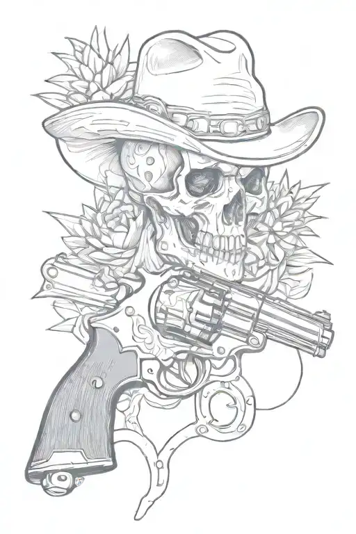 Wild West Skulls Zippo Cactus Revolver Pinup