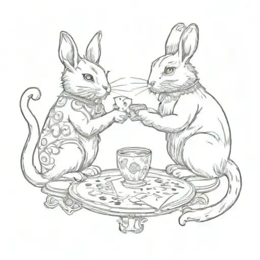 Cat And Rabbit Playing Cards