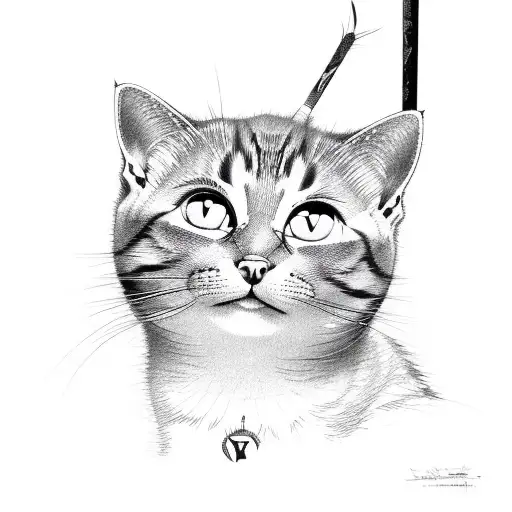 Cat With A Bat In Its Paws