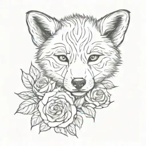 Wolf Cub With A Rose