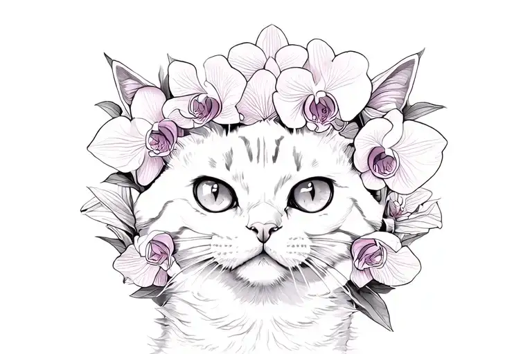 First Name Heavy Surrounded By Orchids In Tribute To My Deceased Cat