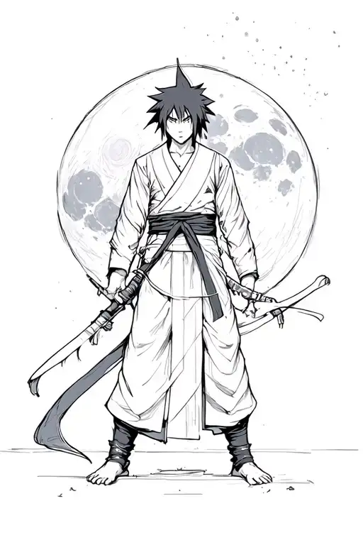The Composition Of Sasuke Uchiha And The Moon