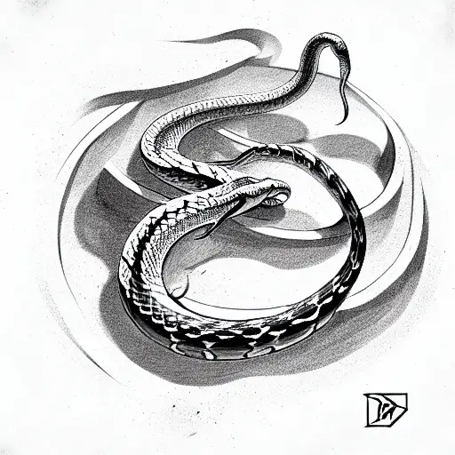 A Snake On The Hand In The Style Of A Blade That Cuts Demons