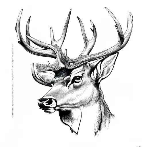 Full Body Of A Stag Magestic Long Antlers In Forest