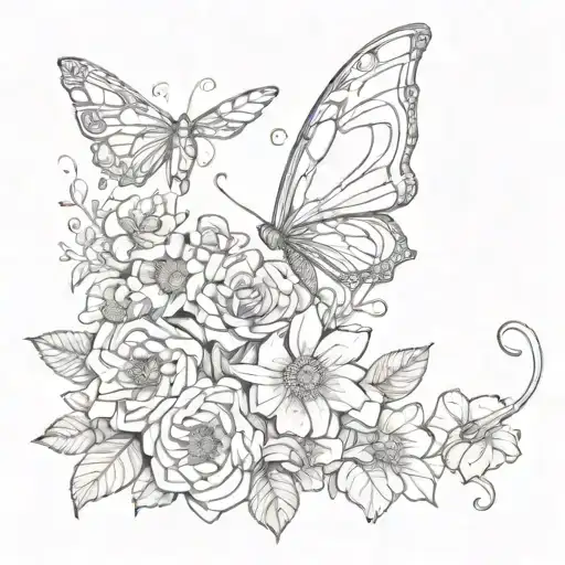 Broken Chains And Flowers Interwined With Butter Fly