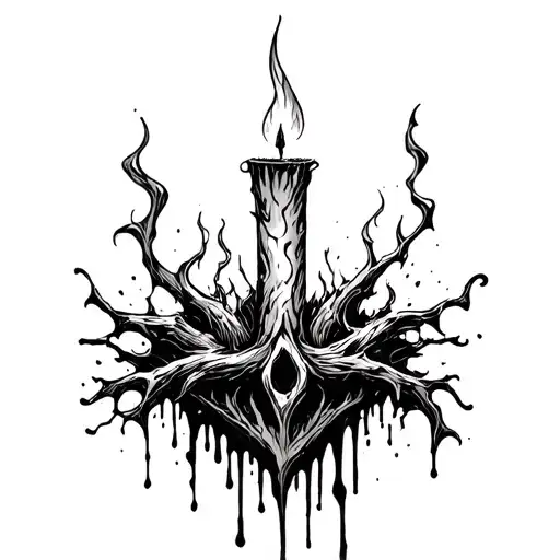 Gothic Burning Candle Wax Dripping