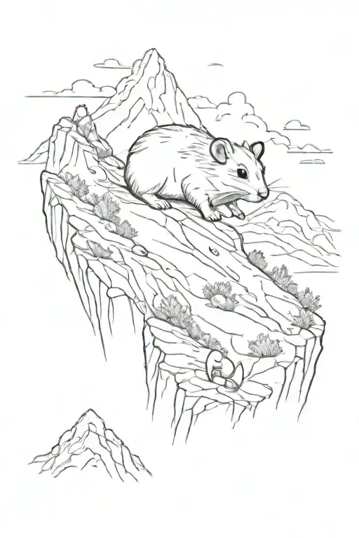Hiking Mountain Hamster On A Mountain Peak