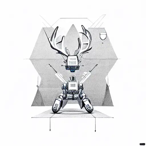 Blueprints Of A Robotic Deer Lifting Weights