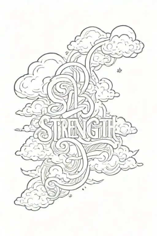 The Word Strength With Clouds