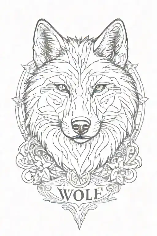 Wolf Tattoo With The Word Strength