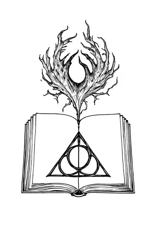 Deathly Hallows Growing Out Of Open Book