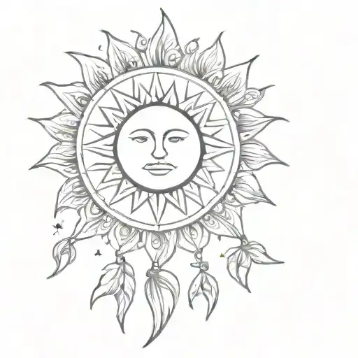 Sun Back Tattoo Hippie Symbols