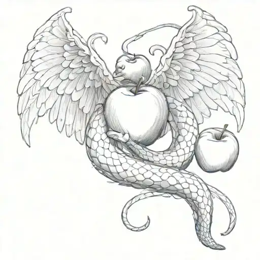 Snake With Wings And Apple