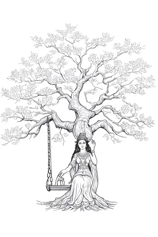 Tree With Swing And A Goddess On It