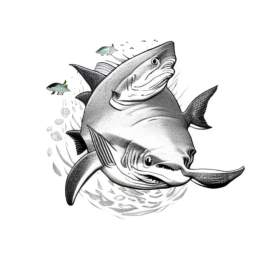 Ocean With Fish And Shark