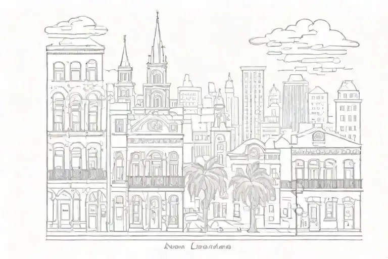 Simple Flat New Orleans Louisiana Skyline