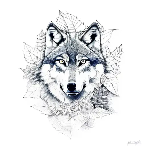 Wolf With Vines And Leaves