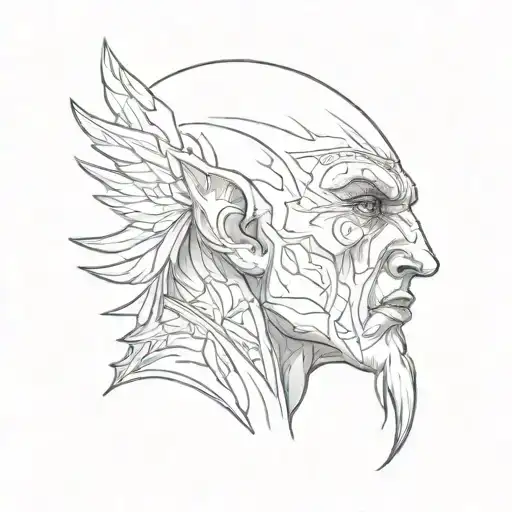 Bald Elf Warrior Face With Black Eyes