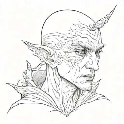Bald Elf Face With Jet Black Eyes