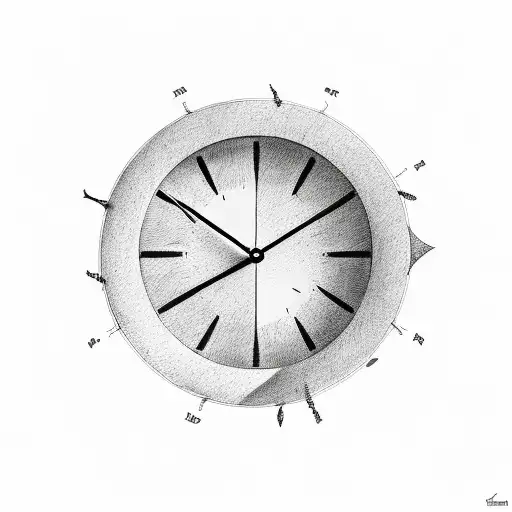 The Face Of A Clock On The Bottom Half Combined With A Setting Sun On The Top Half