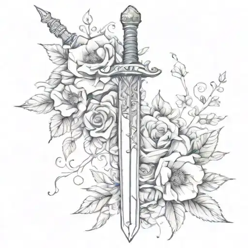 Sword With Flowers Wrapped