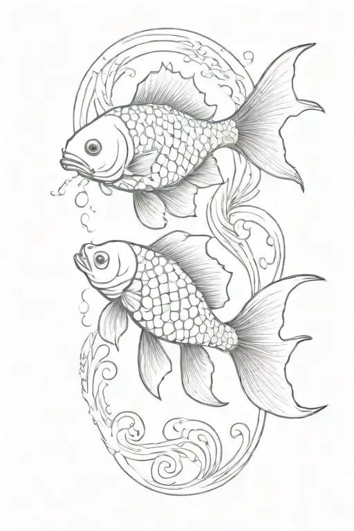 Coloful Koifish Swimming In A Sea