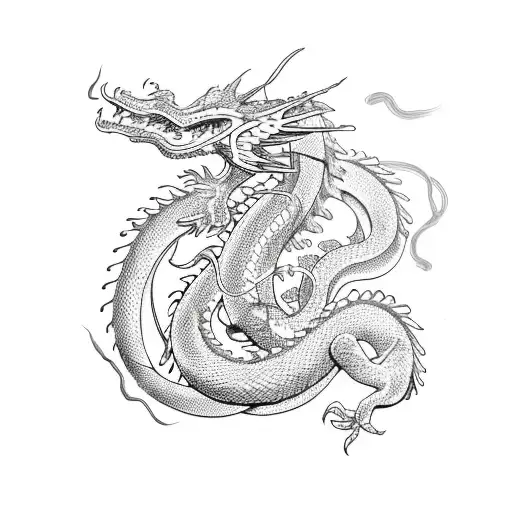 Dragon With Snakes And Roses